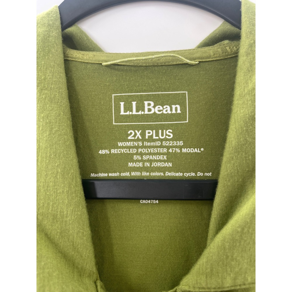 LL Bean Womens 2X Plus Olive Green Short Sleeve Polo Shirt 522335 Recycled Modal - Picture 2 of 6